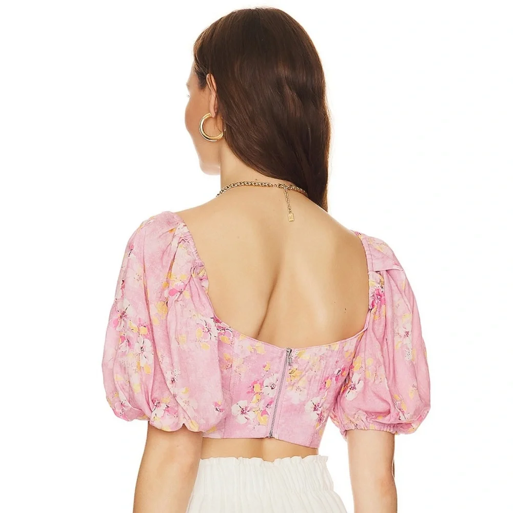 Bardot Kiah Corset Top in Pink Garden - Picture 3 of 6